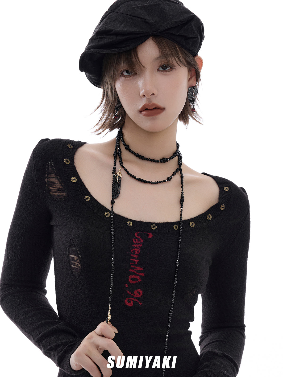 SUMIYAKI Dark Feather Punk Earrings