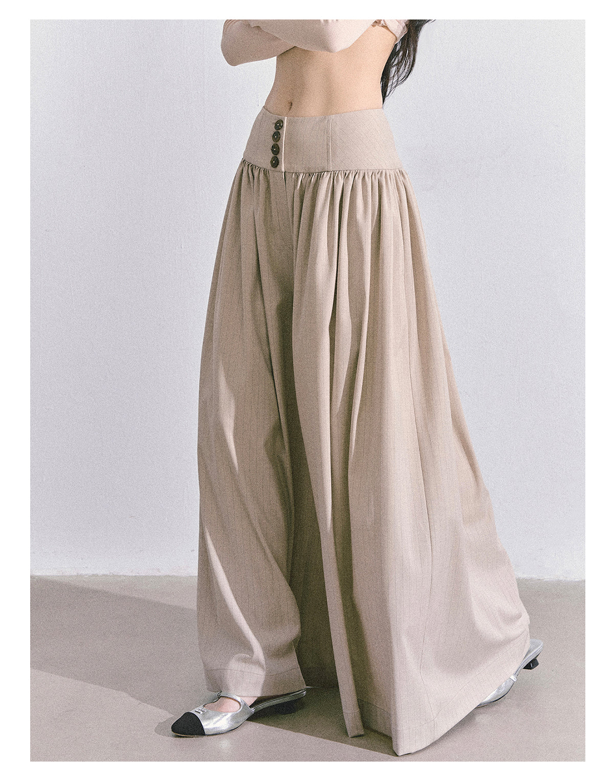 ShaoYeYan Rosa Street Loose Fit Wide-Leg Trousers