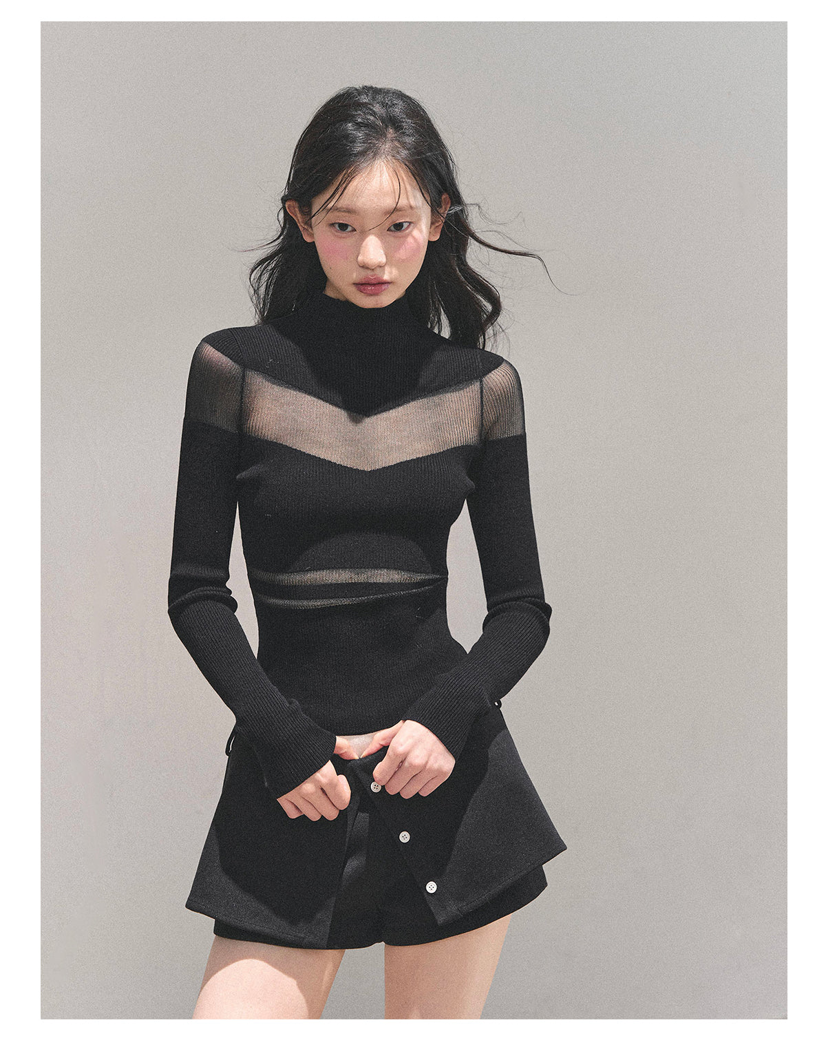 ShaoYeYan Night Whispers Semi-Turtleneck Knit Top