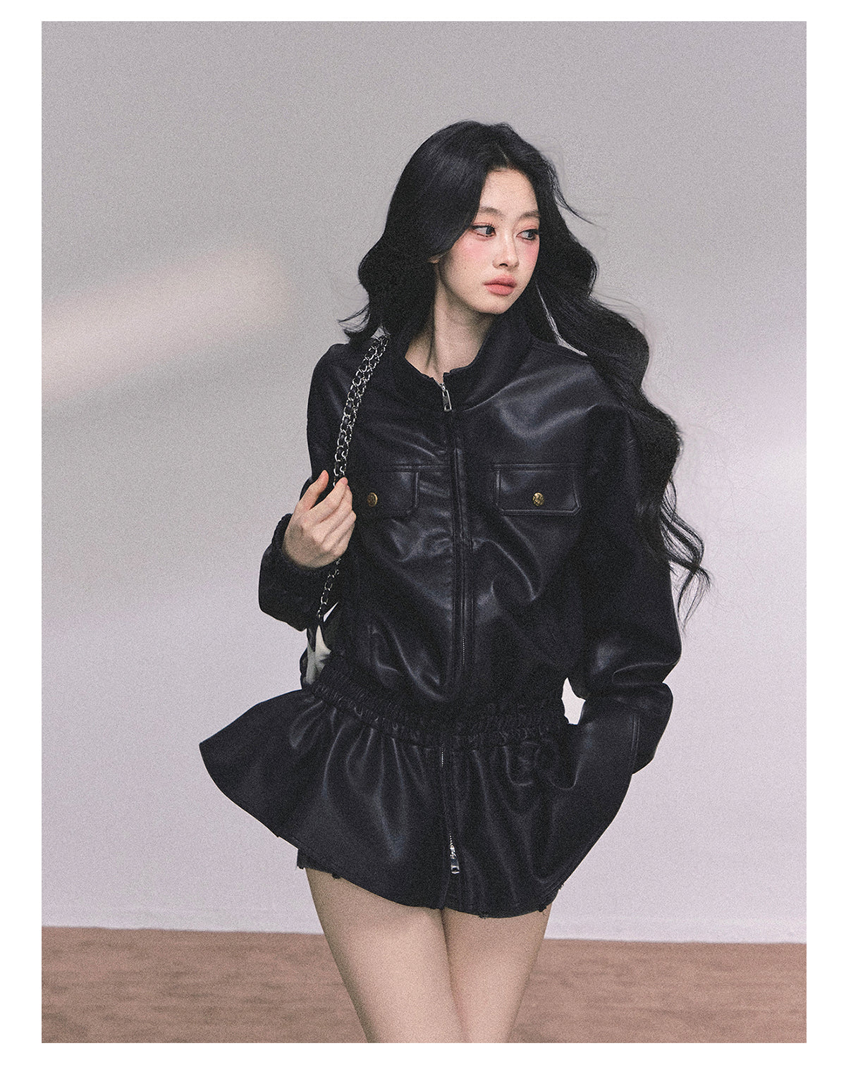 ShaoYeYan Ethiopian Wilderness Loose Fit Biker PU Leather Jacket