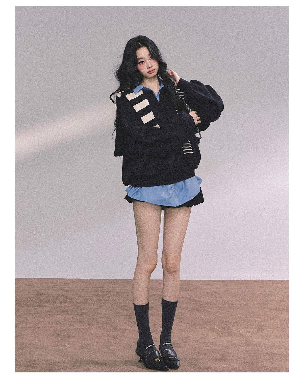 ShaoYeYan High IQ College Fake Two-Piece American Loose Fit Hoodie