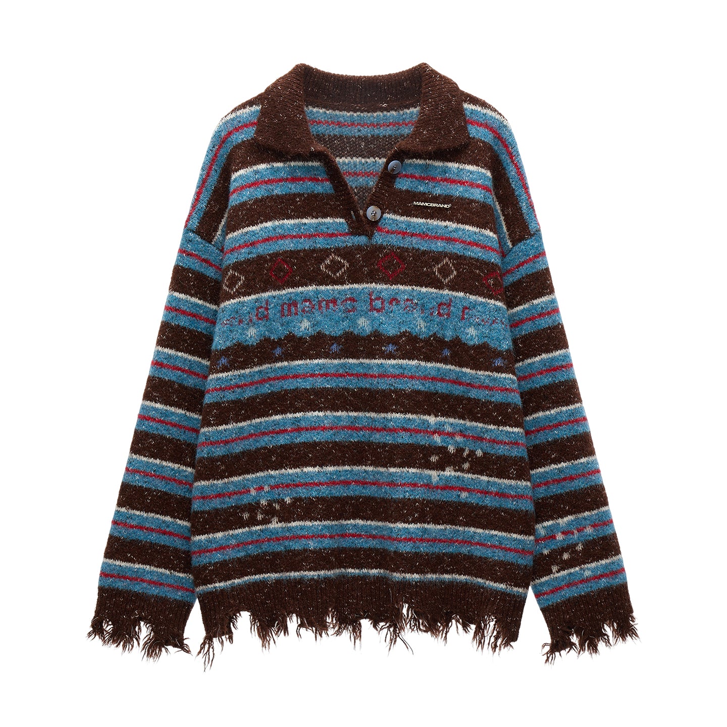 MAMC Star Striped Polo Collar Sweater