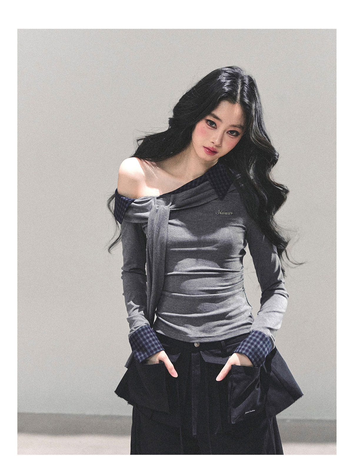 ShaoYeYan She Passes Quietly Fake Two-Layer Knit Top