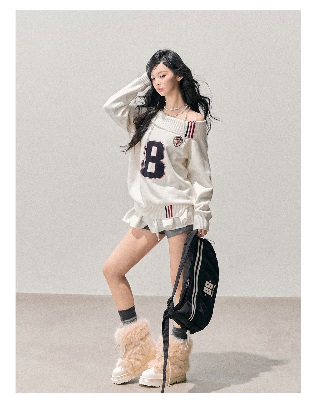 ShaoYeYan Aomalm Frost Spreading Corner Off-Shoulder Sweatshirt