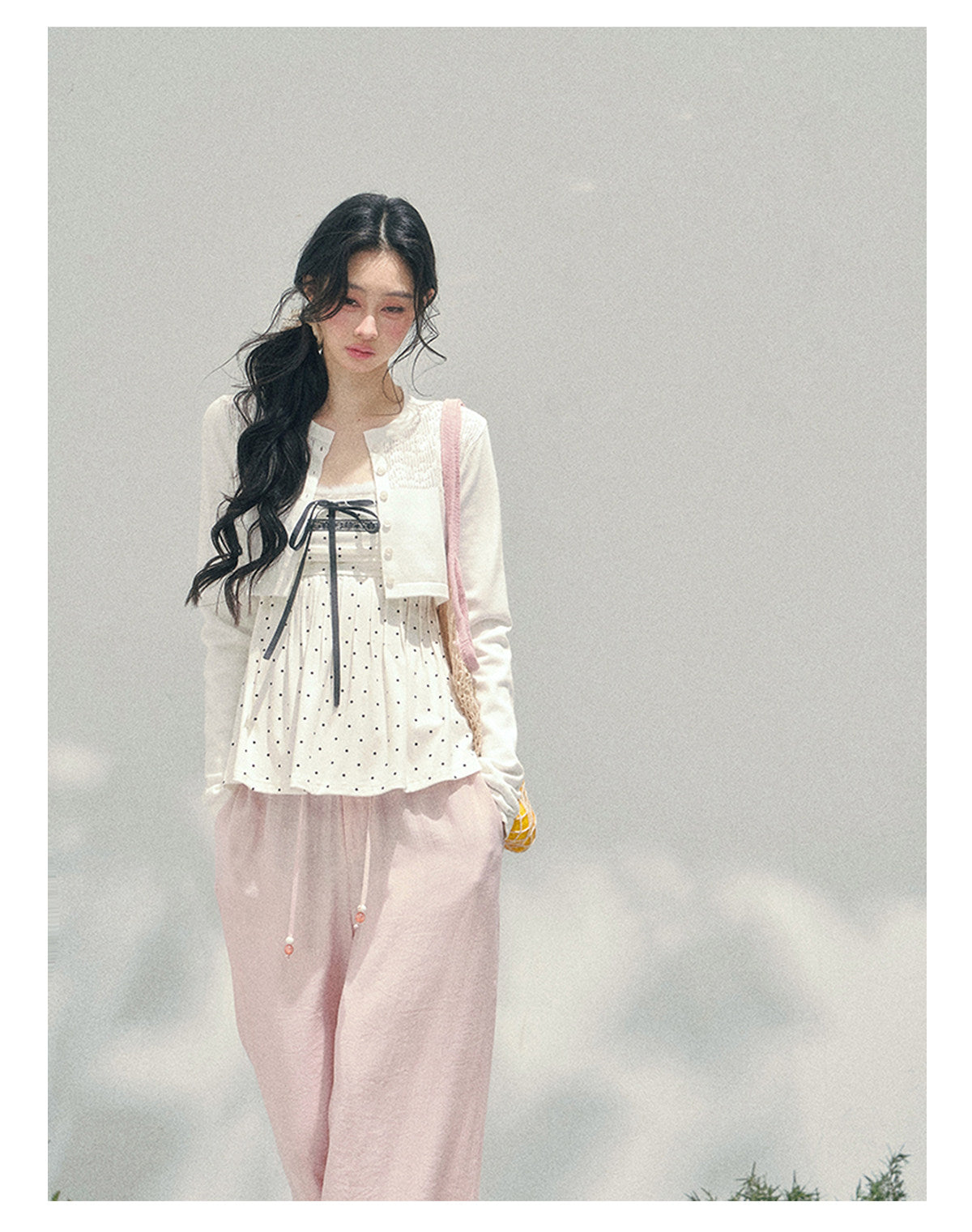 ShaoYeYan Aomalm Polka Dot Brandy French Lace Top & Jacket Set
