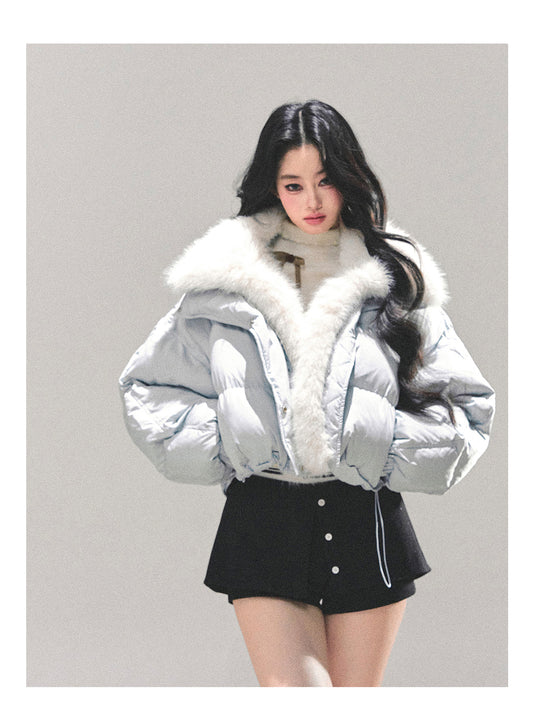 ShaoYeYan Silent Blue White Duck Down Puffer Jacket
