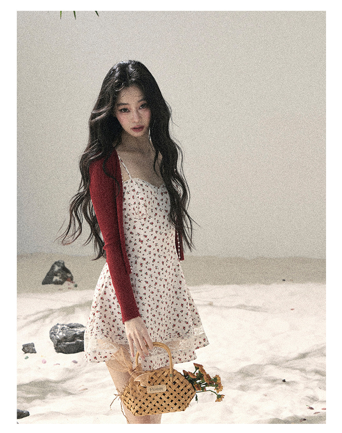 ShaoYeYan Aomalm Blooming Rose Off-Shoulder French Lace Floral Dress