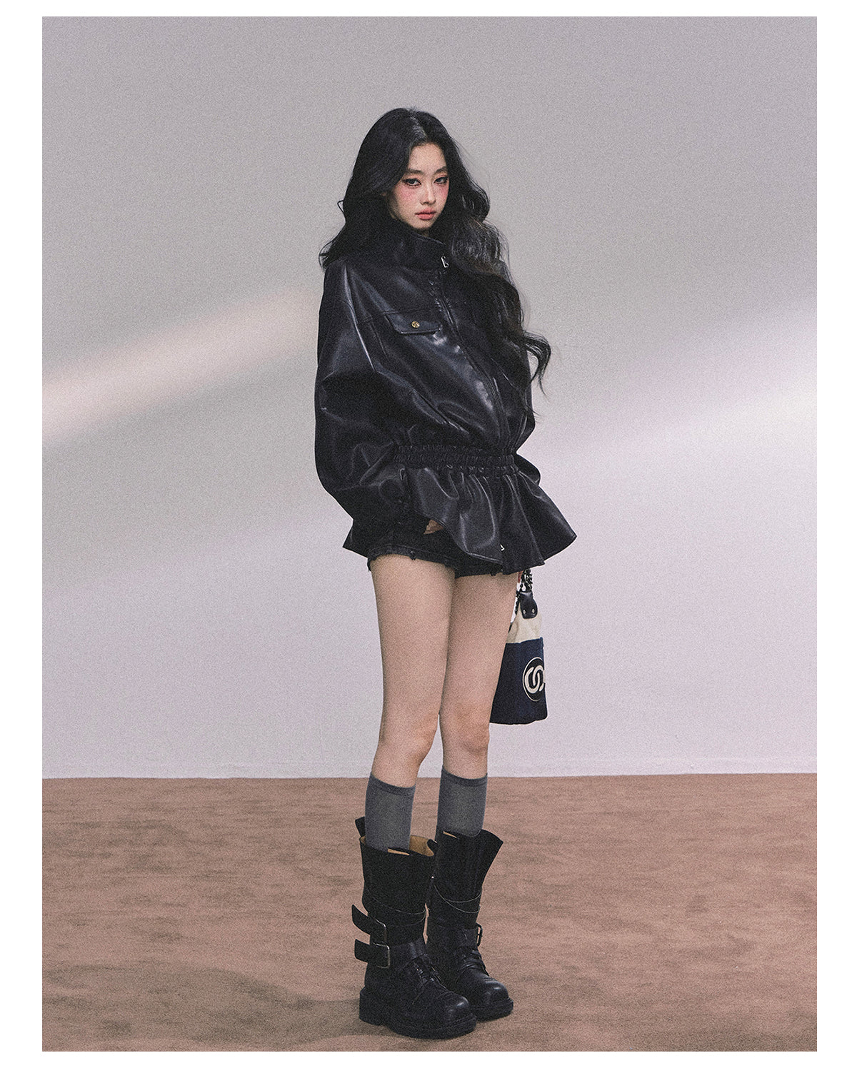 ShaoYeYan Ethiopian Wilderness Loose Fit Biker PU Leather Jacket