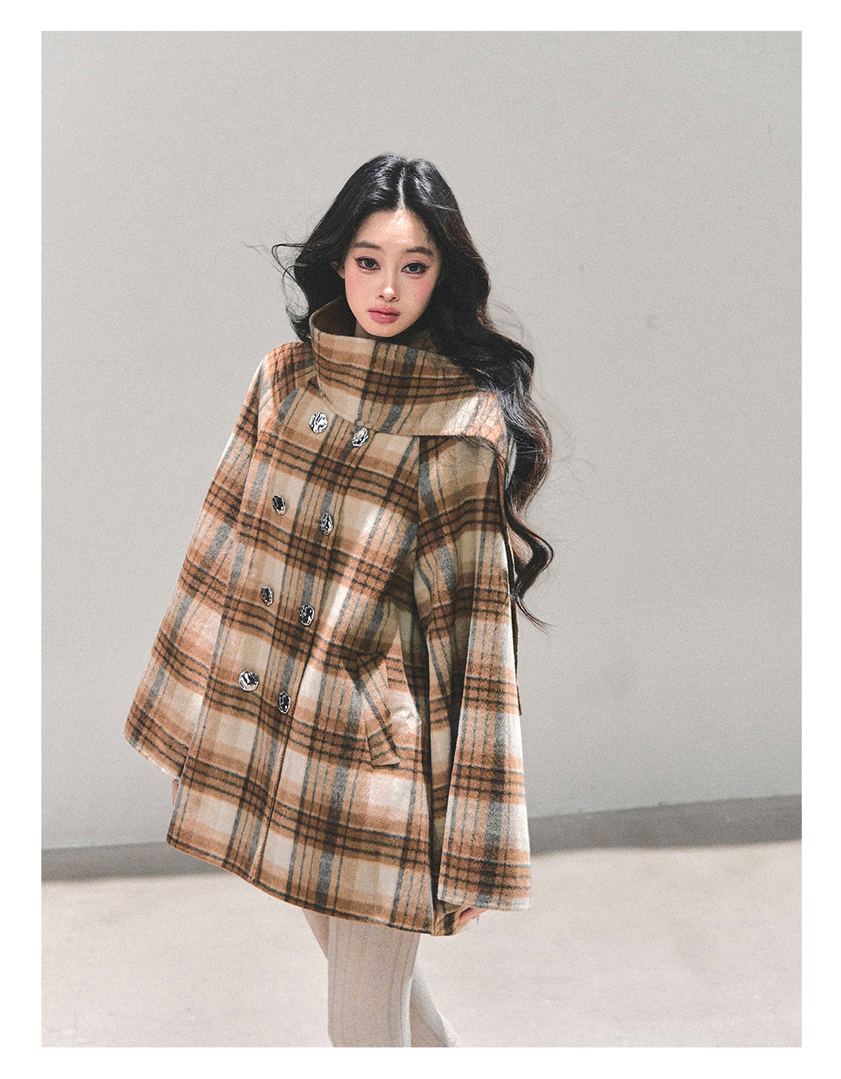 ShaoYeYan Hidden Grid Secret Wool Coat