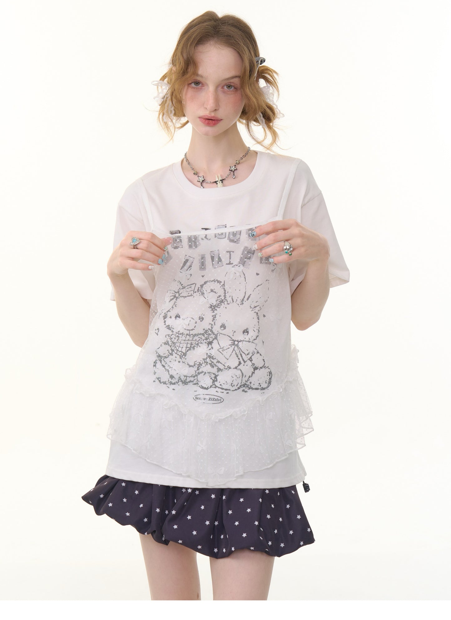 ziziFei Vintage Bunny Drawstring Tee