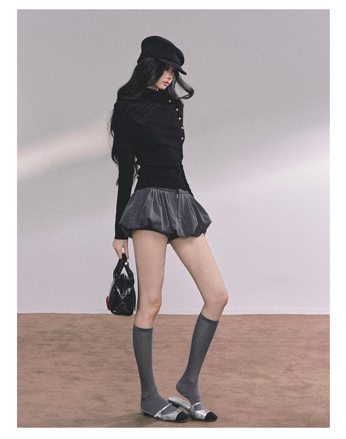 ShaoYeYan Noblewoman Waist-Defining Long Sleeve Knit Top