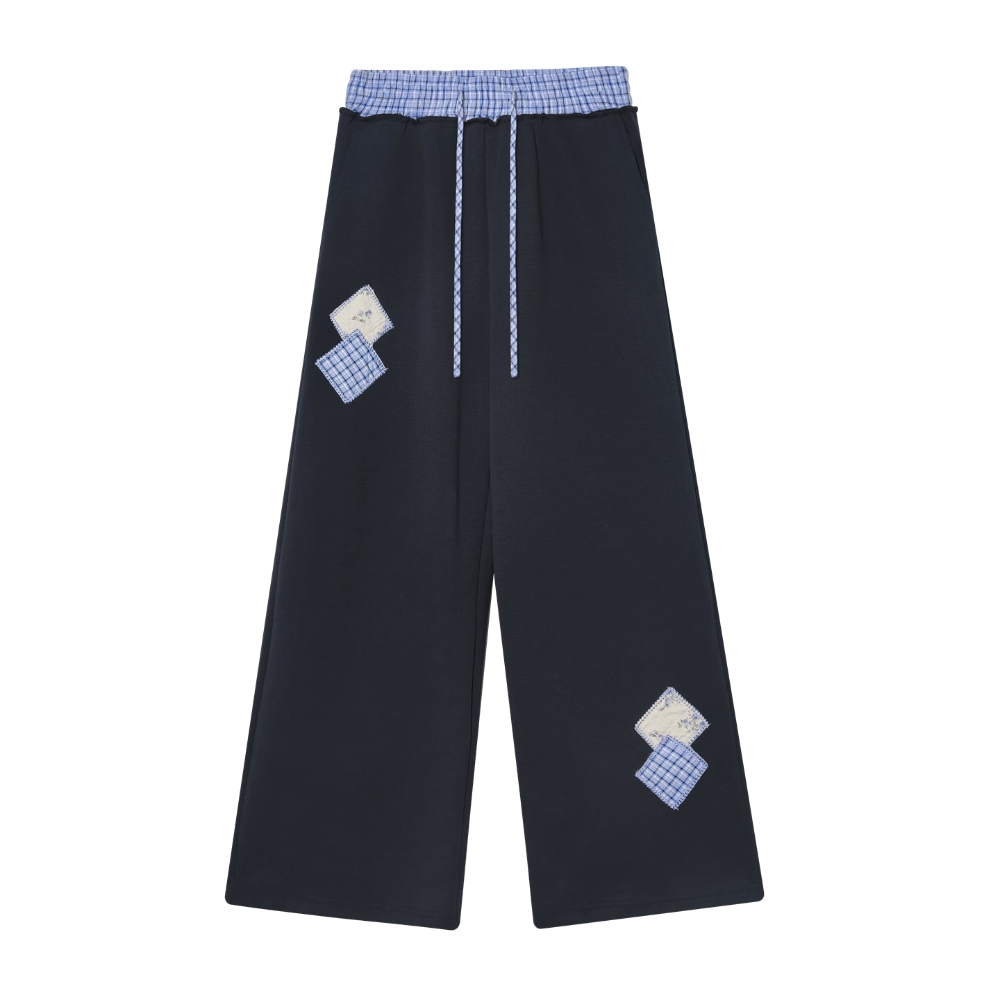 AsGony Retro Academic Style Slim Fit Plaid Patchwork Sweatshirt & Straight Leg Jogger Set