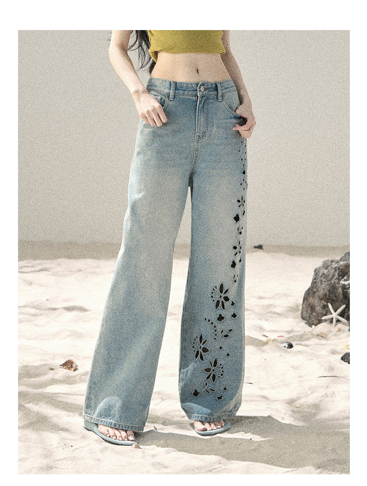ShaoYeYan Aomalm Scent of Sea Salt American Butterfly Hollow Jeans