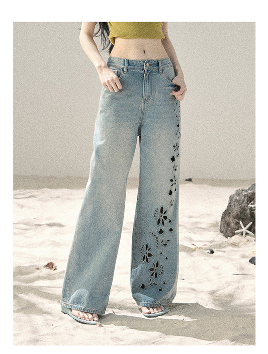 ShaoYeYan Aomalm Scent of Sea Salt American Butterfly Hollow Jeans