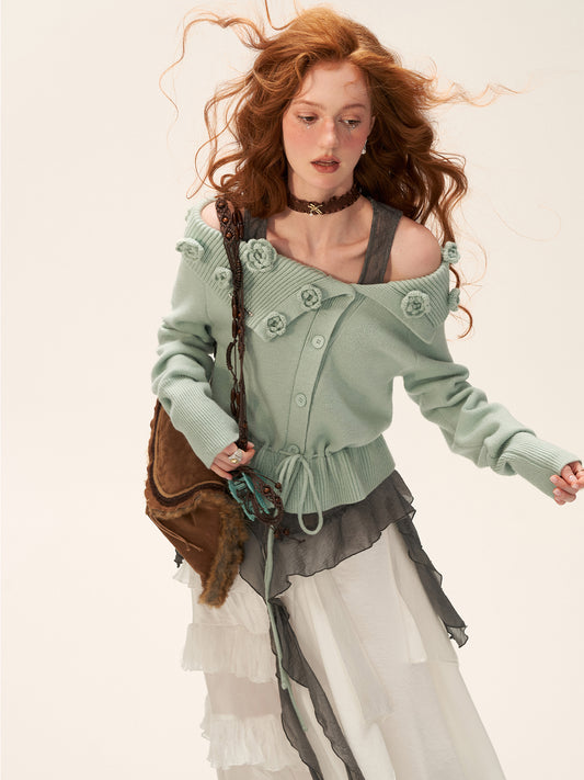 MAMC Asymmetrical Ribbon Lace Camisole