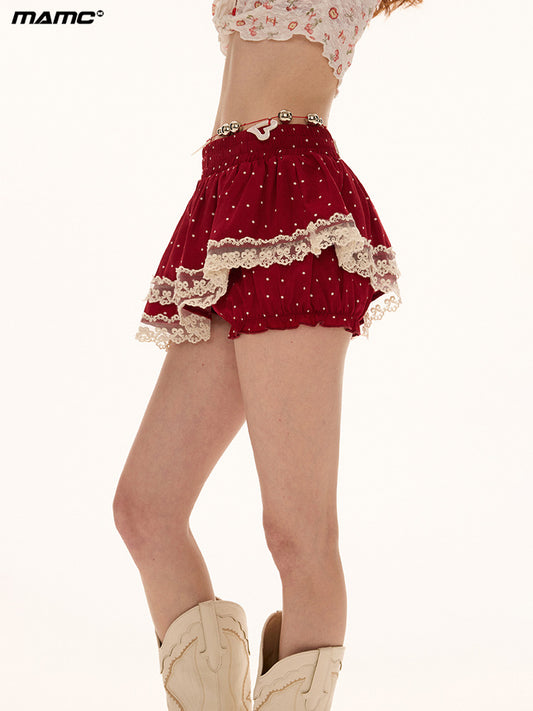 MAMC Red Polka Dot Asymmetrical Skirt