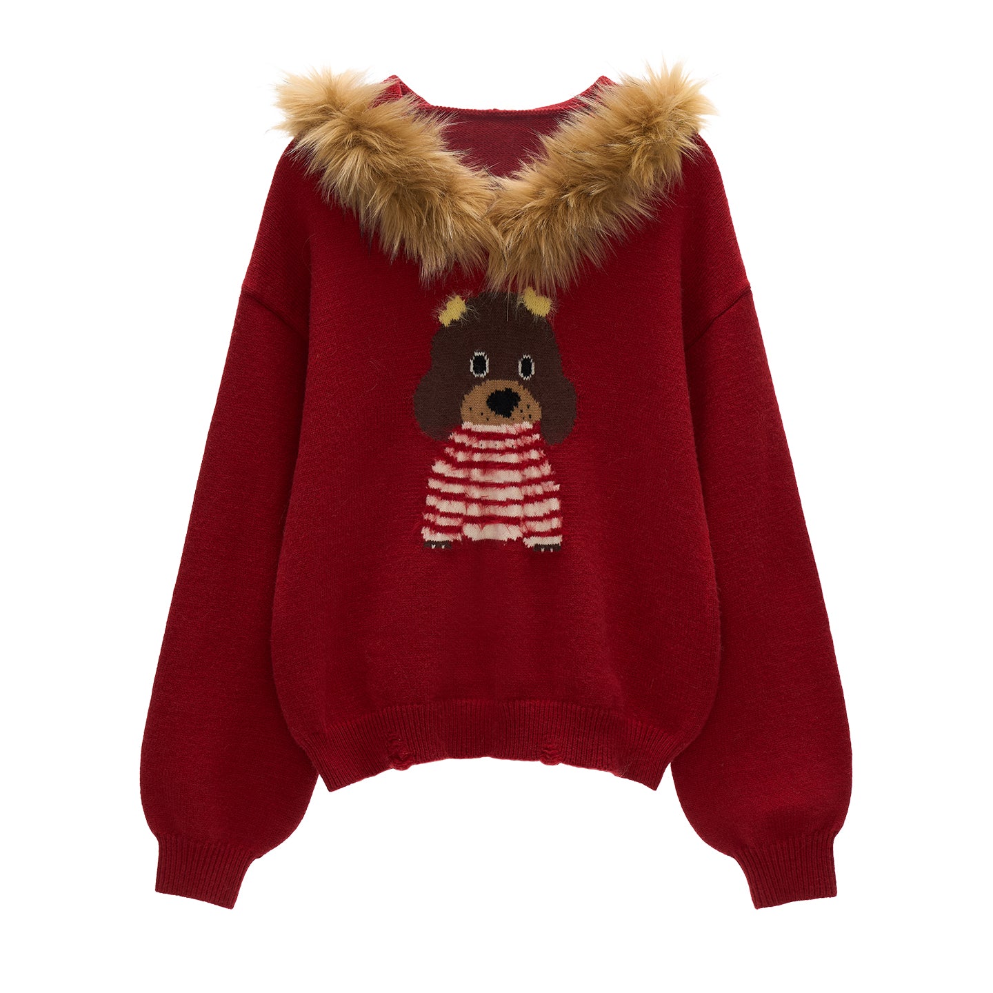 MAMC Cute Dog Fur Hoodie Sweater