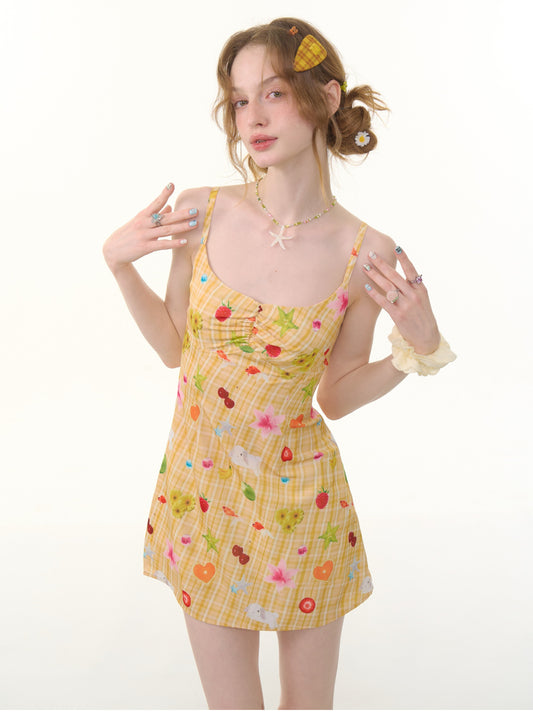 ziziFei Vintage Fruit Print Sundress