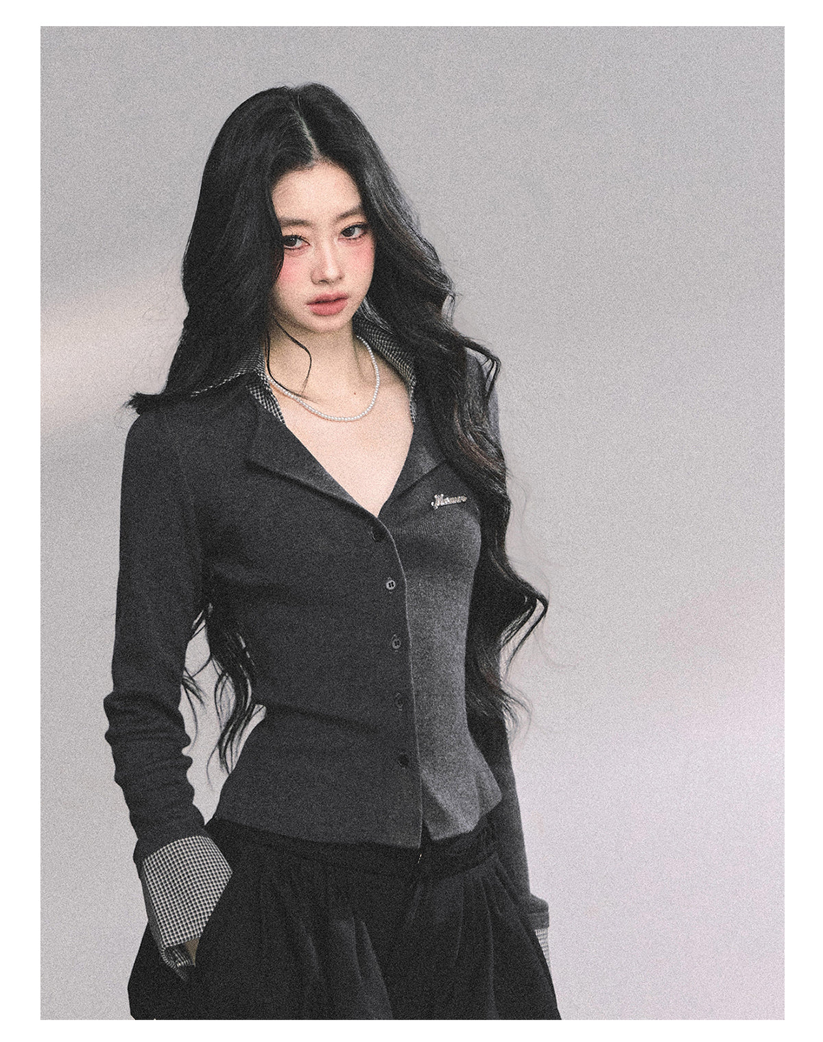 ShaoYeYan Transfer Student Girl Fake Two-Piece American Knit T-Shirt