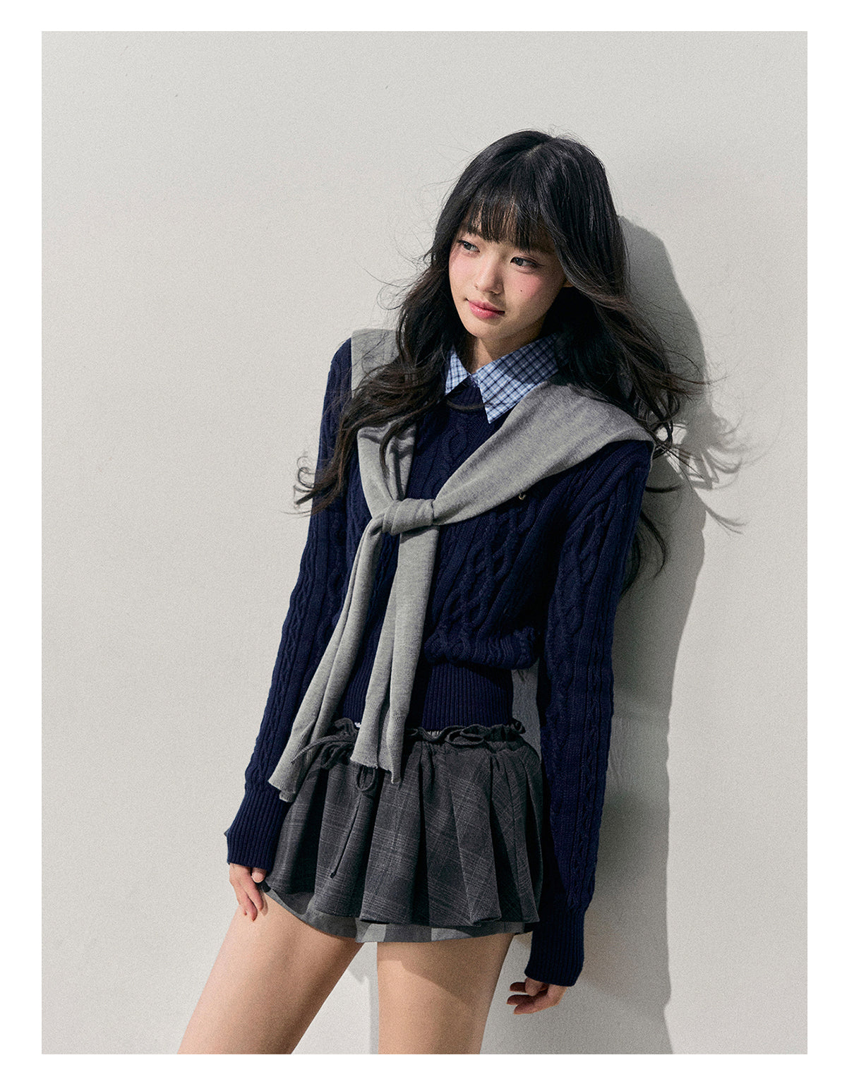 ShaoYeYan Aomalm Unfinished Poem Cable Plaid Sweater