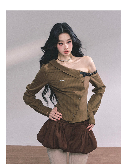 ShaoYeYan High IQ Aesthetics American Long Sleeve Striped Shirt