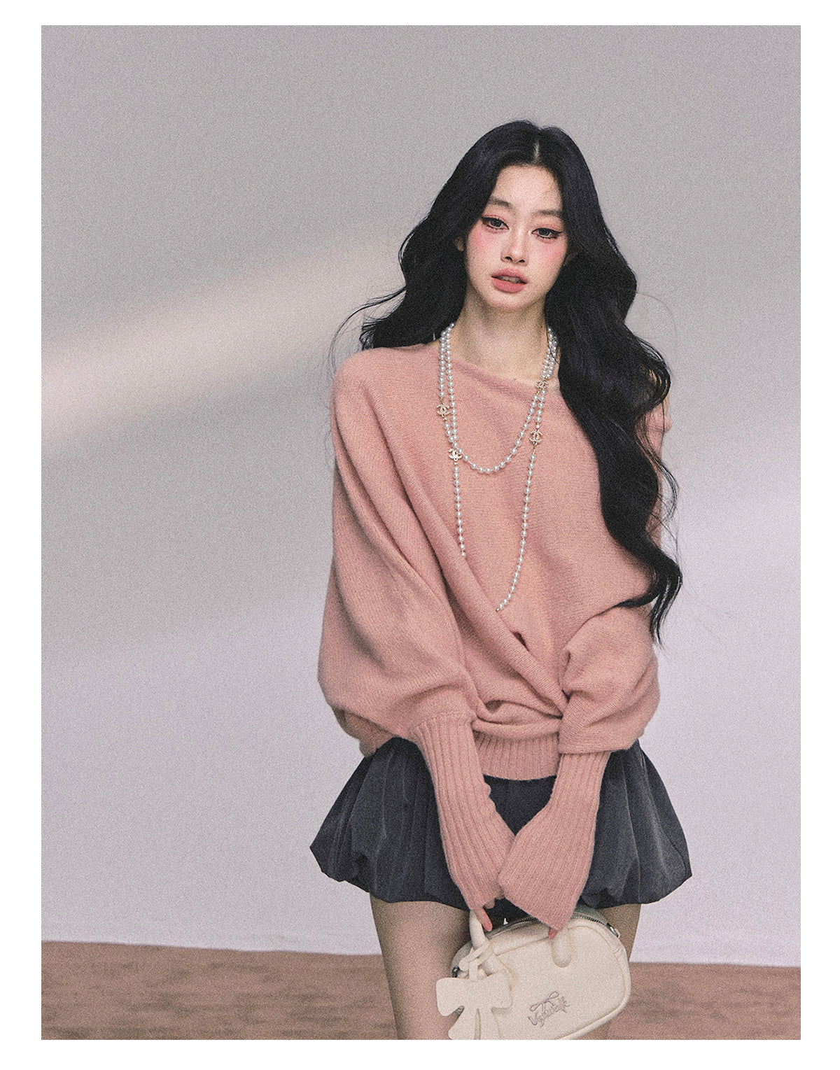 ShaoYeYan Minimalist Chic Off-Shoulder Loose Fit Sweater