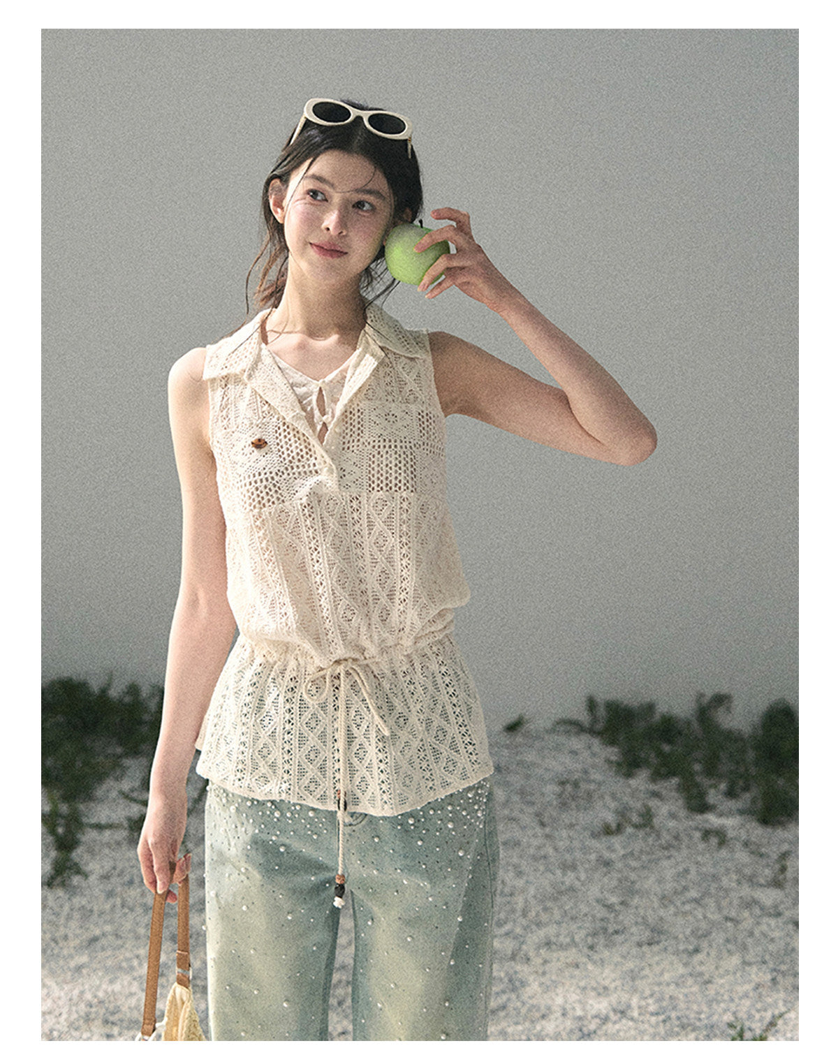 ShaoYeYan Aomalm Summer Wind Kisses Skirt Fake Two-Layer Lace Top