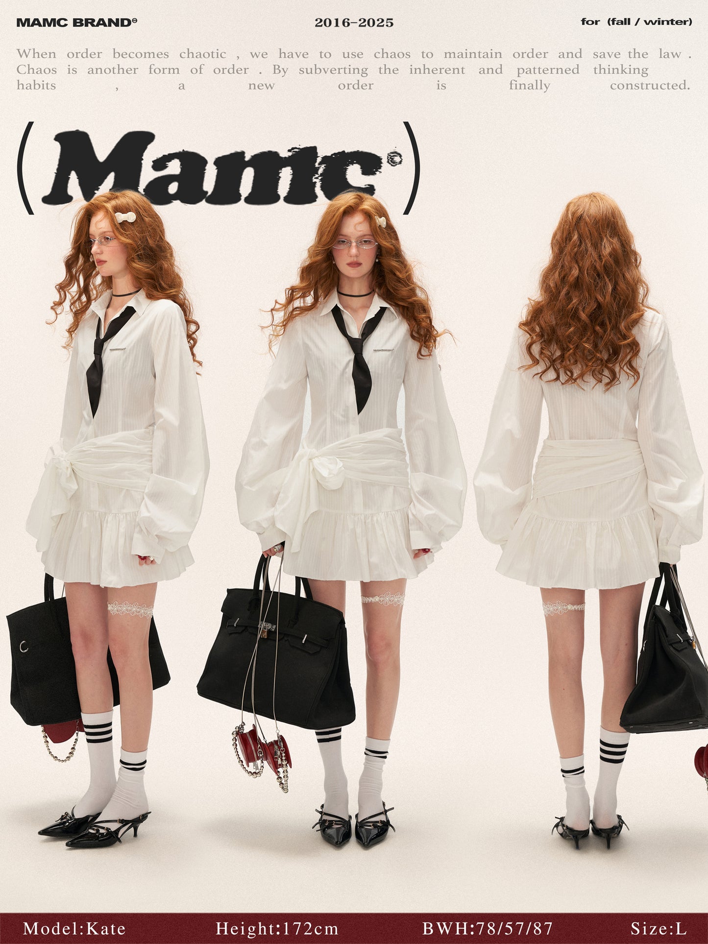 MAMC White Textured Bow Shirt Dress