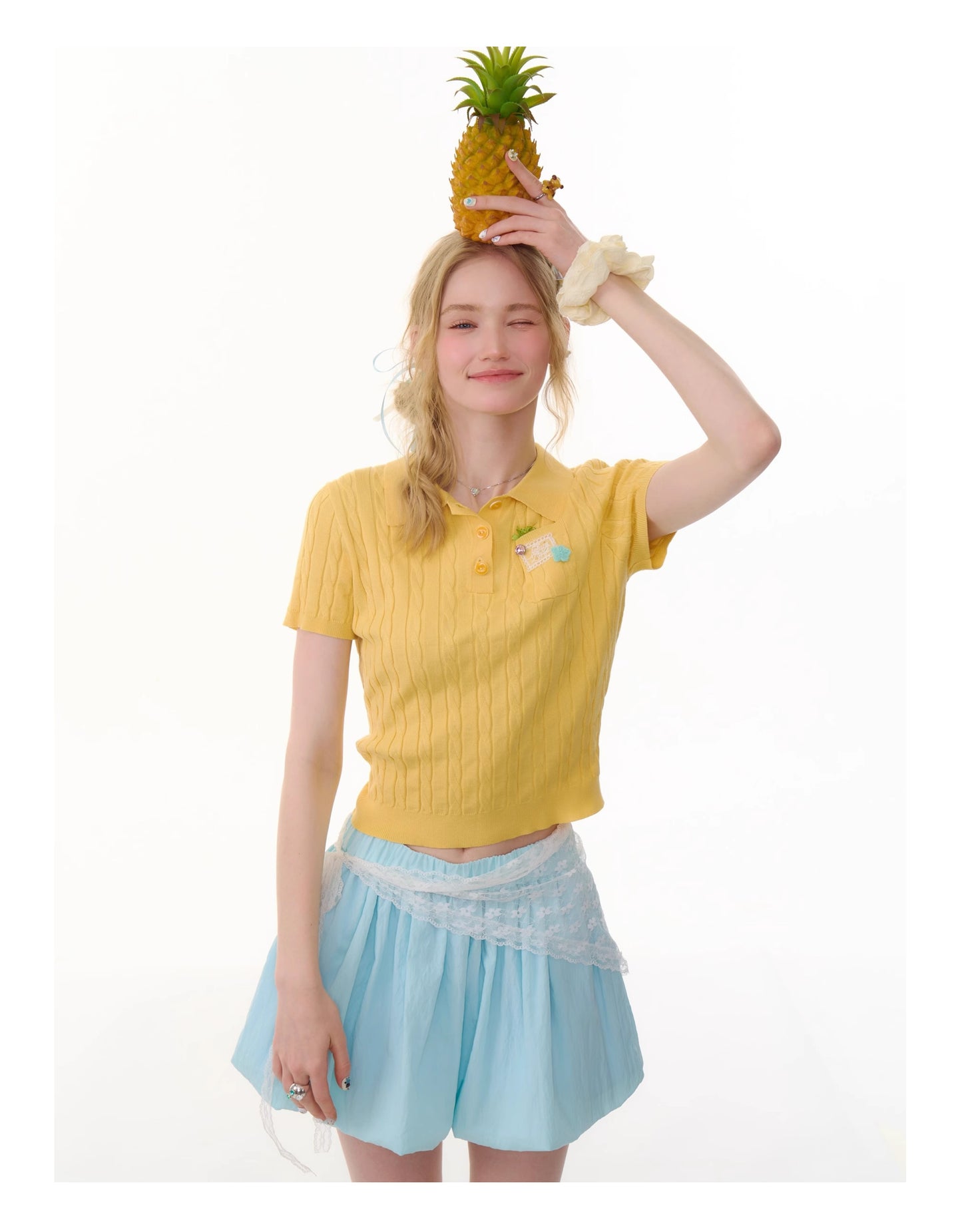 ziziFei Retro Polo Knit Top