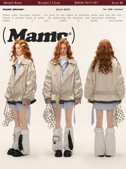 MAMC Loose Plaid Corduroy Collar Jacket