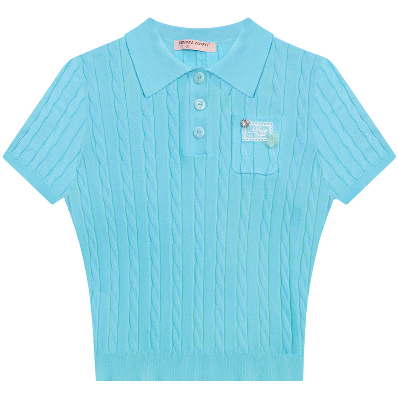 ziziFei Retro Polo Knit Top