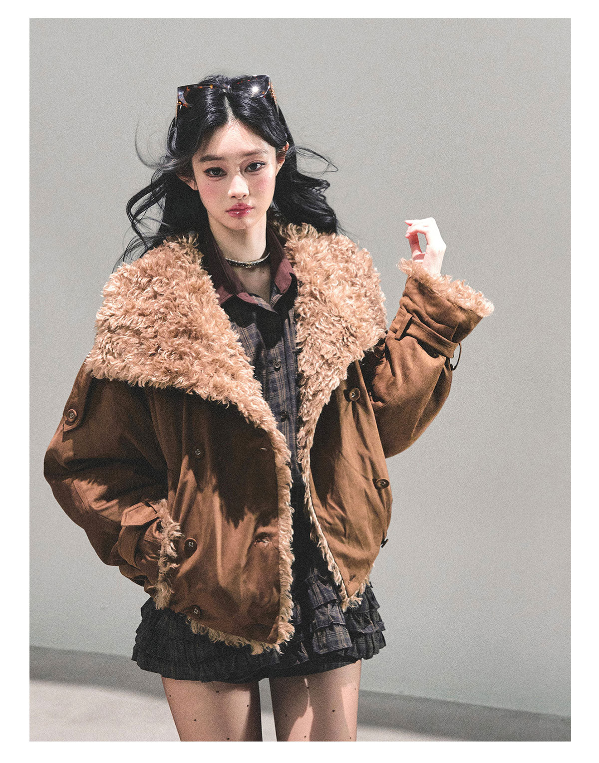 ShaoYeYan Fluffy Winter Lamb Fur Coat