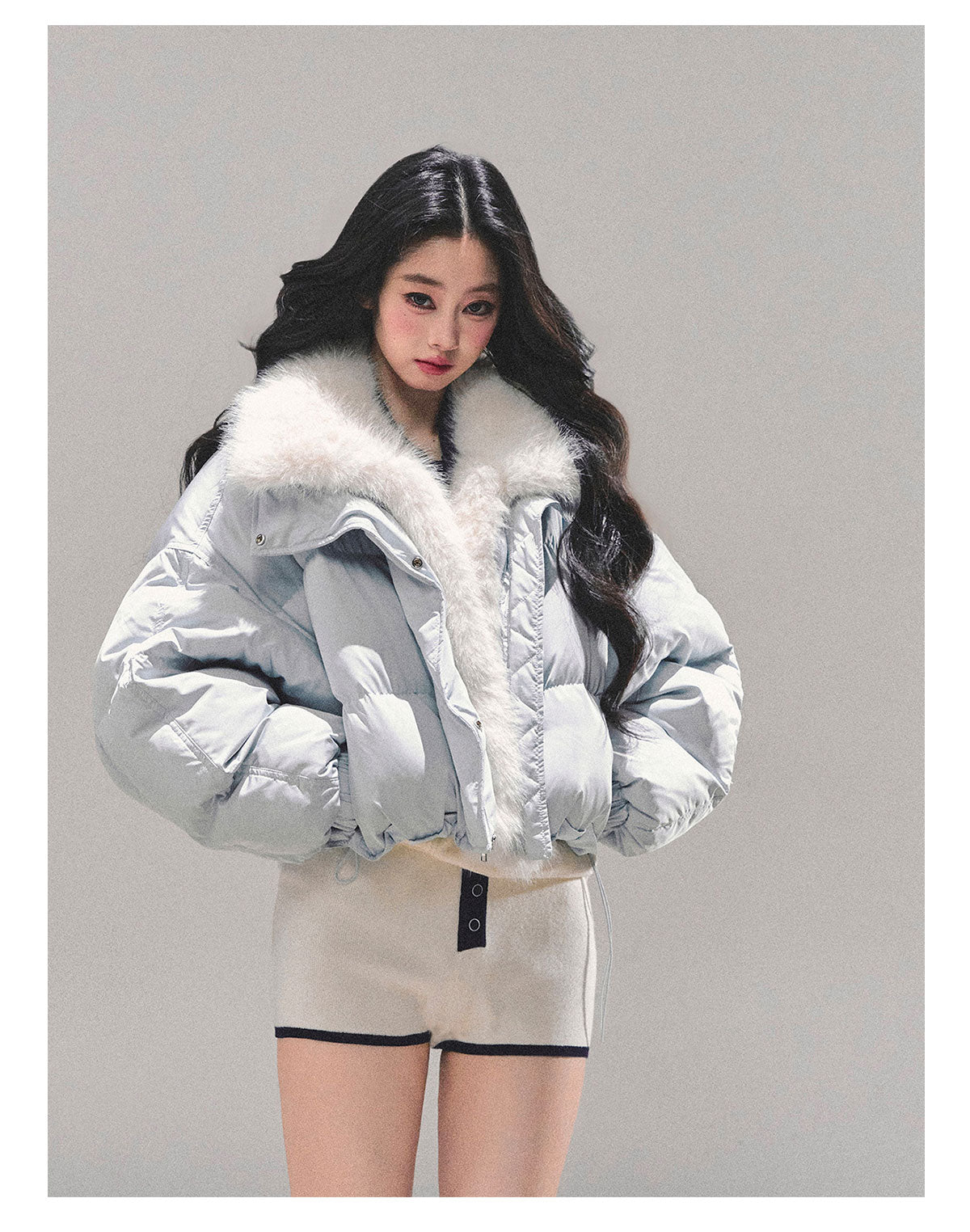 ShaoYeYan Silent Blue White Duck Down Puffer Jacket