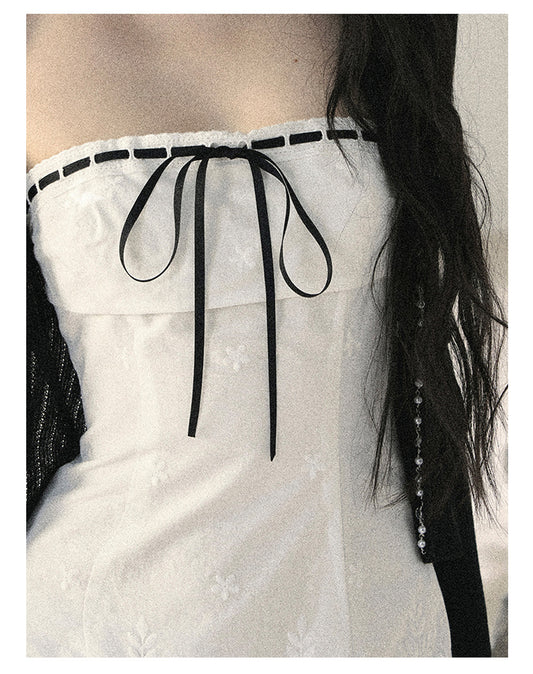 ShaoYeYan Aomalm Moonlight Weaves a Dream Off-Shoulder French Lace Dress