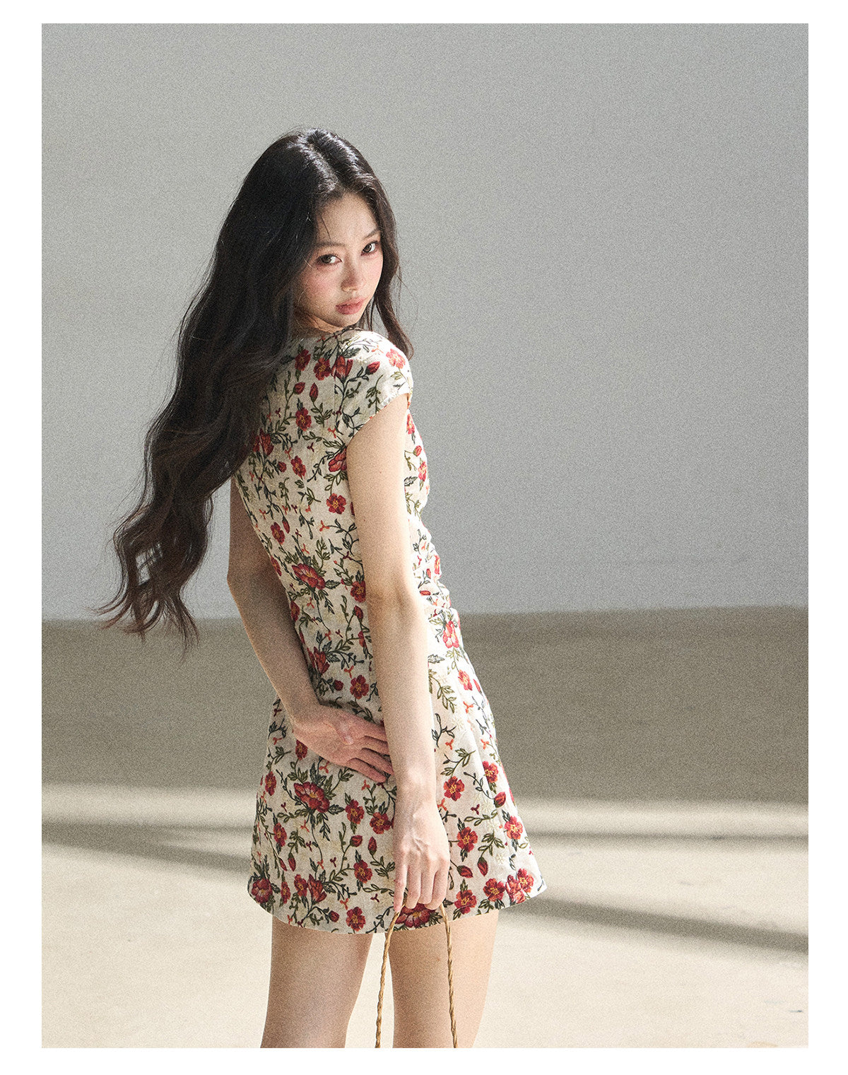 ShaoYeYan Aomalm Rose's Back Garden French Vacation Embroidered Floral Dress