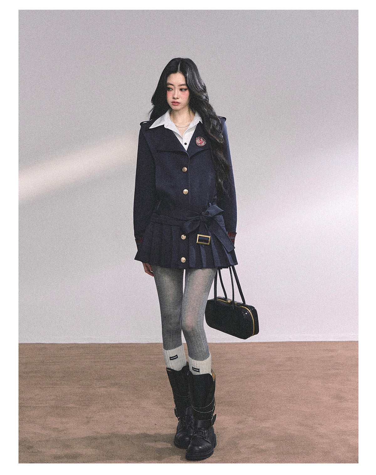 ShaoYeYan Ivy League Prep Student Fake Two-Piece American Long Sleeve Dress