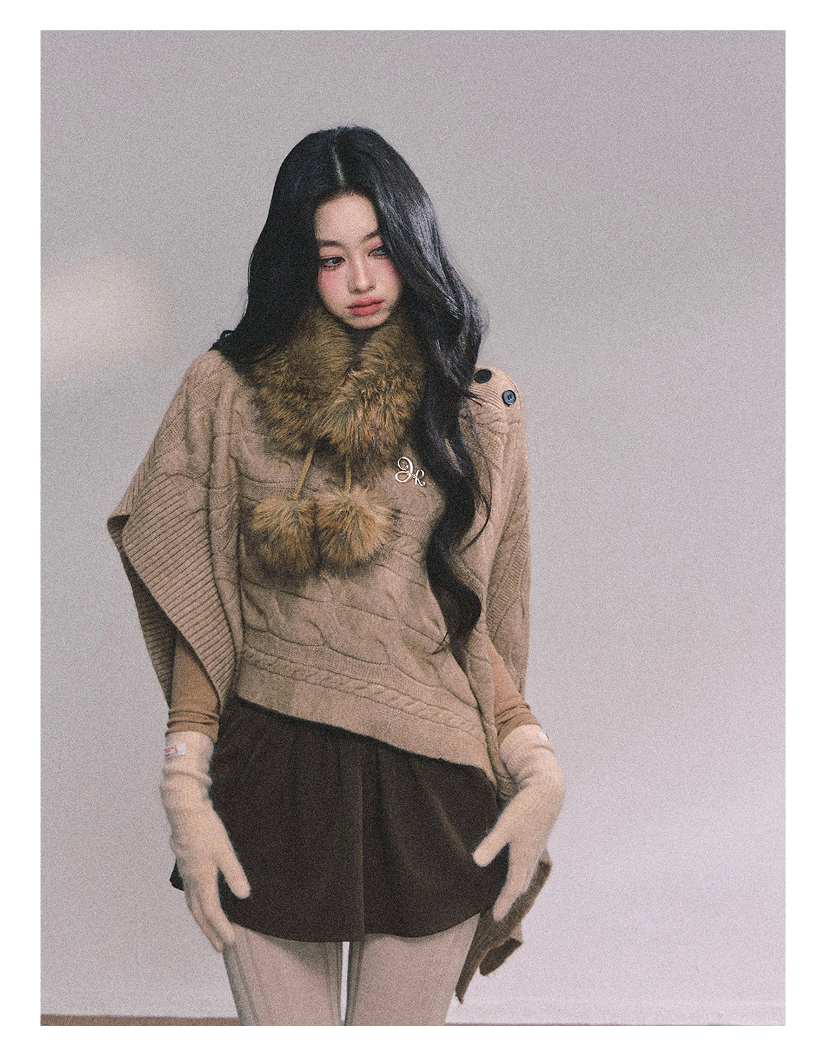 ShaoYeYan Yirgacheffe French Style Fur Collar Scarf