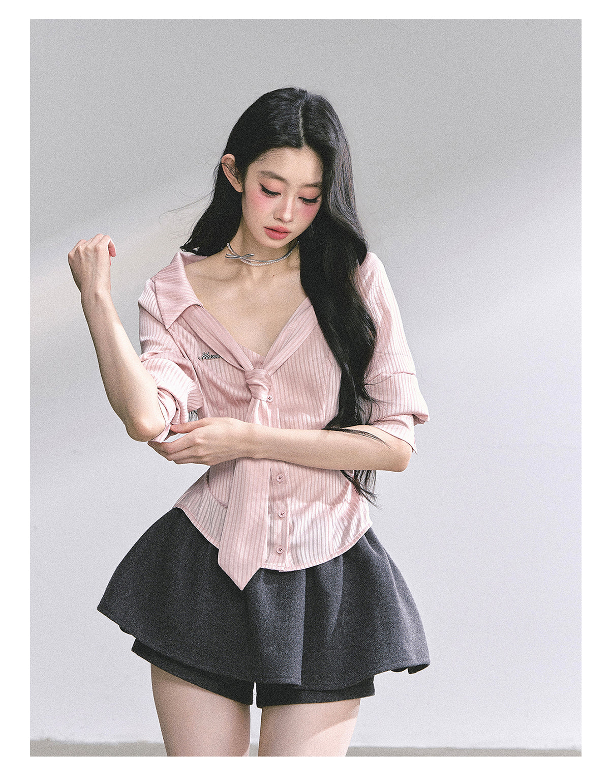 SHAOYEYAN Pink Polo Stripe Shirt