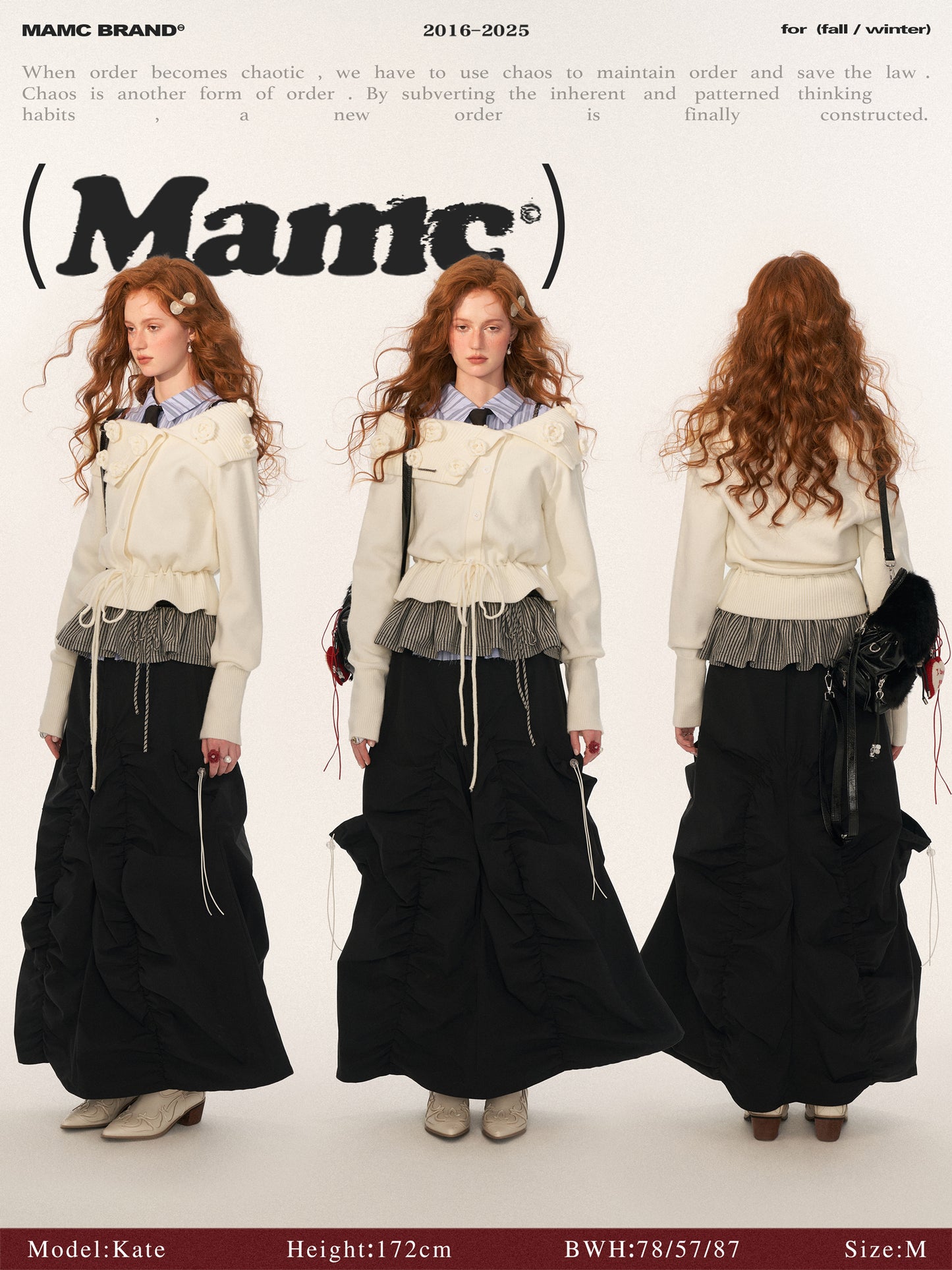 MAMC Off-Shoulder Rose Button Sweater