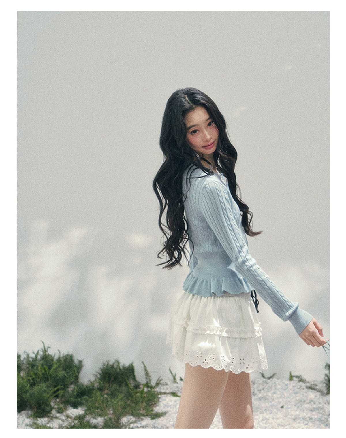 ShaoYeYan Aomalm Pearl's Gentle Ode Waist-Defining Ruffle Sweater