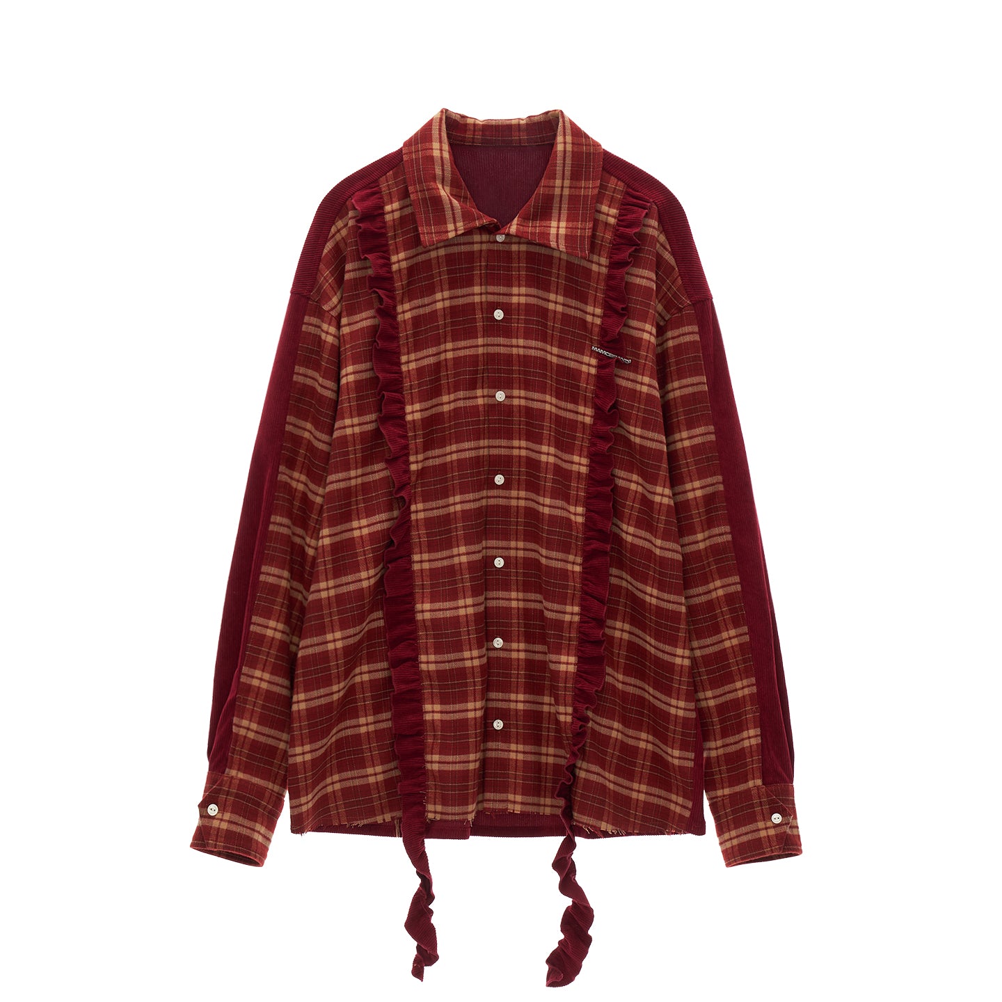 MAMC Retro Plaid Patchwork Hooded Shirt