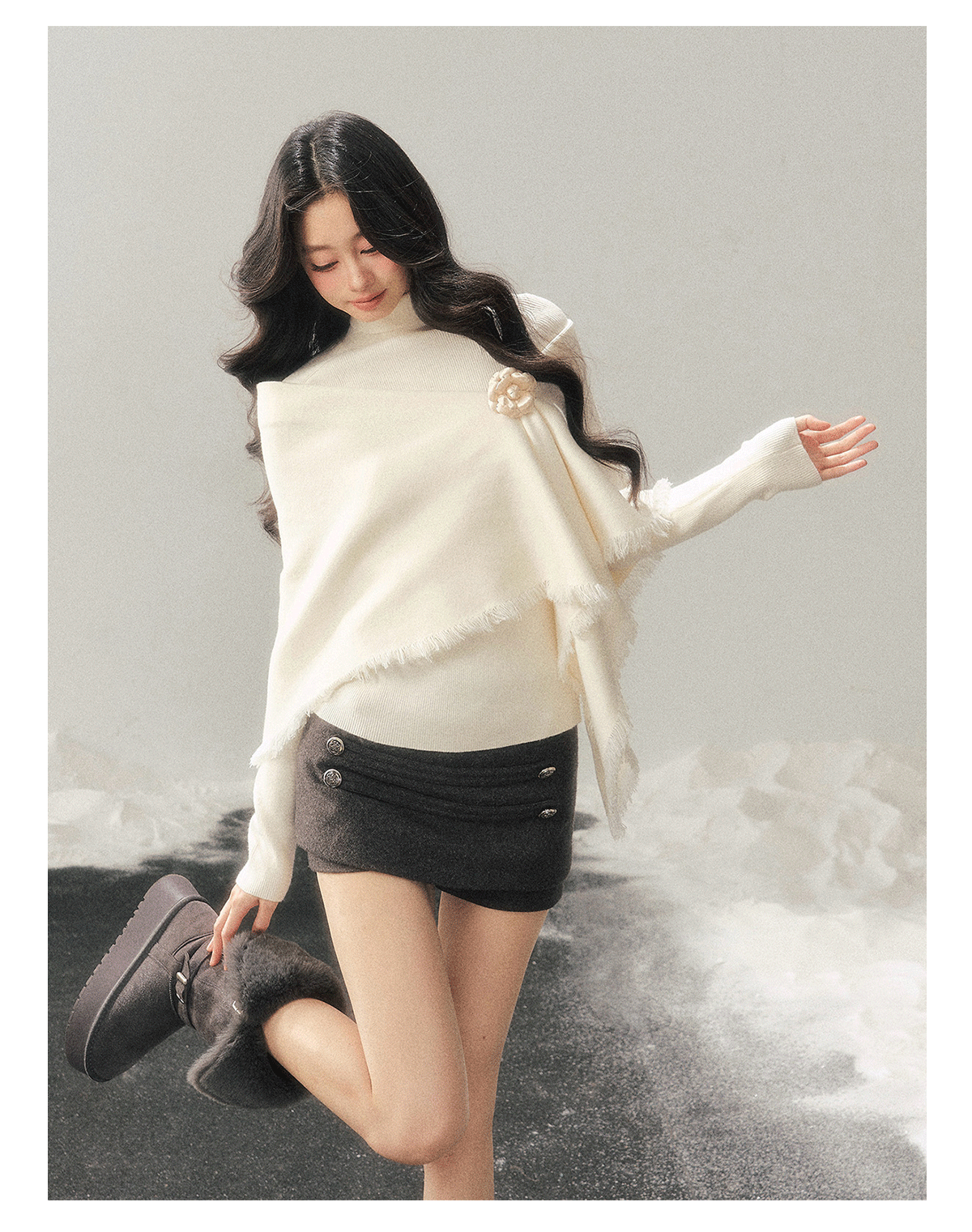 ShaoYeYan Aomalm Muted by Full Moon Sweater & Shawl Set