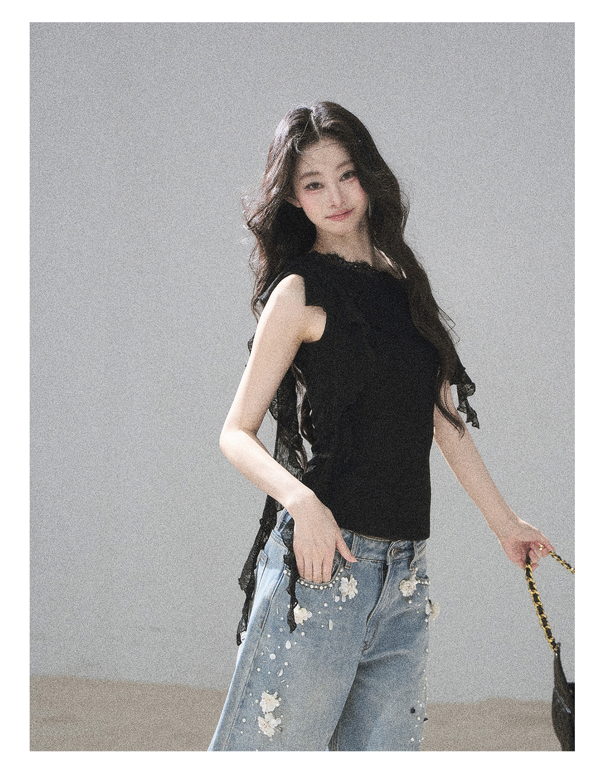 ShaoYeYan Aomalm Before Sunset Falls Korean Off-Shoulder Lace Top