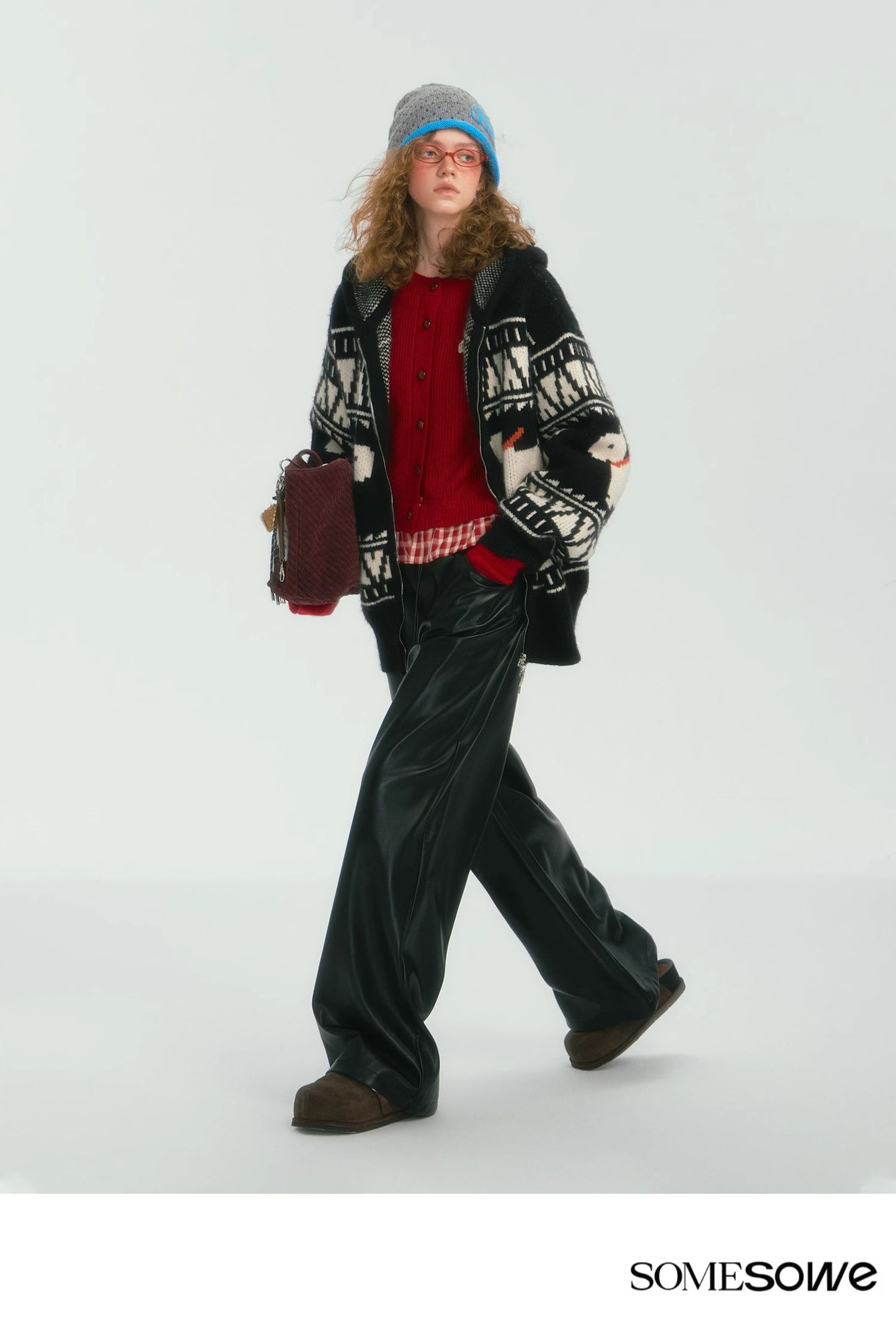 SOMESOWE Lace-Paneled PU Leather Pants