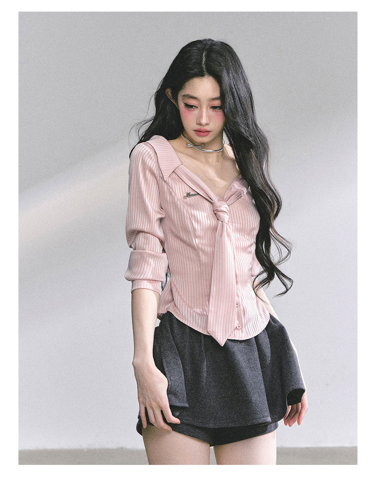 SHAOYEYAN Pink Polo Stripe Shirt