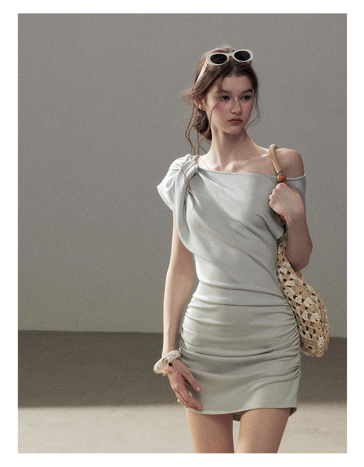 ShaoYeYan Aomalm From Dawn to Dusk Minimalist Twist Off-Shoulder Dress