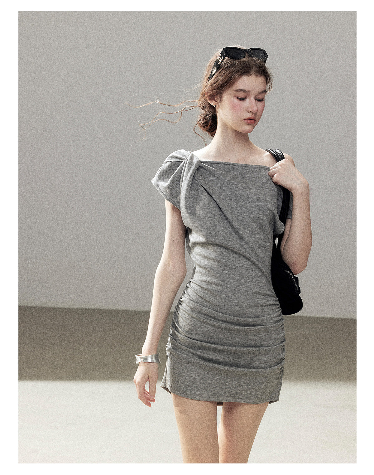 ShaoYeYan Aomalm From Dawn to Dusk Minimalist Twist Off-Shoulder Dress