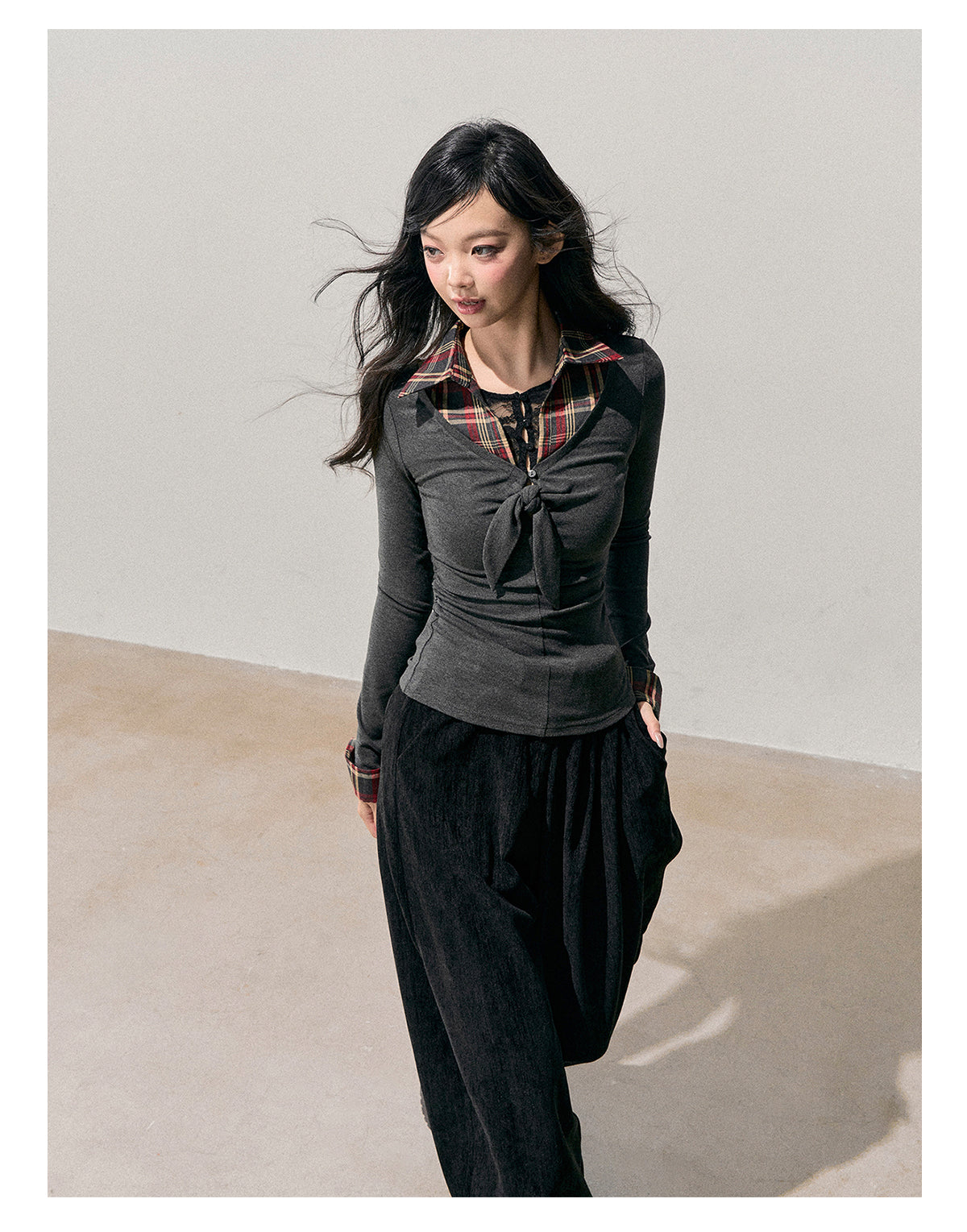 ShaoYeYan Aomalm Firework-Colored Her Fake Three-Layer Knit Top