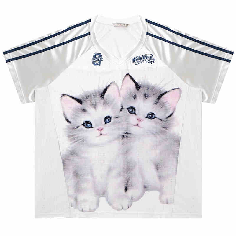 ZiziFei Vintage Cat Print T-Shirt