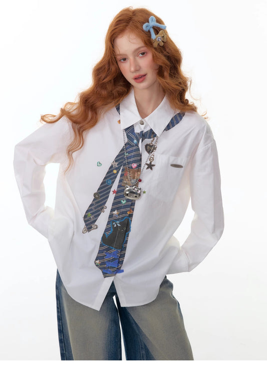 ZiziFei "Executive Play" Tie-Print Shirt